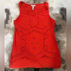 Soma orange coral crochet tank top large cotton boho